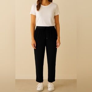 Pure Collection Black Drawstring Pants Women’s Size 12 Casual Lounge Travel Work